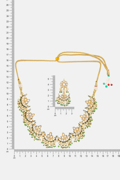 Kundan & Pearl Crescent Necklace & Earring Set 