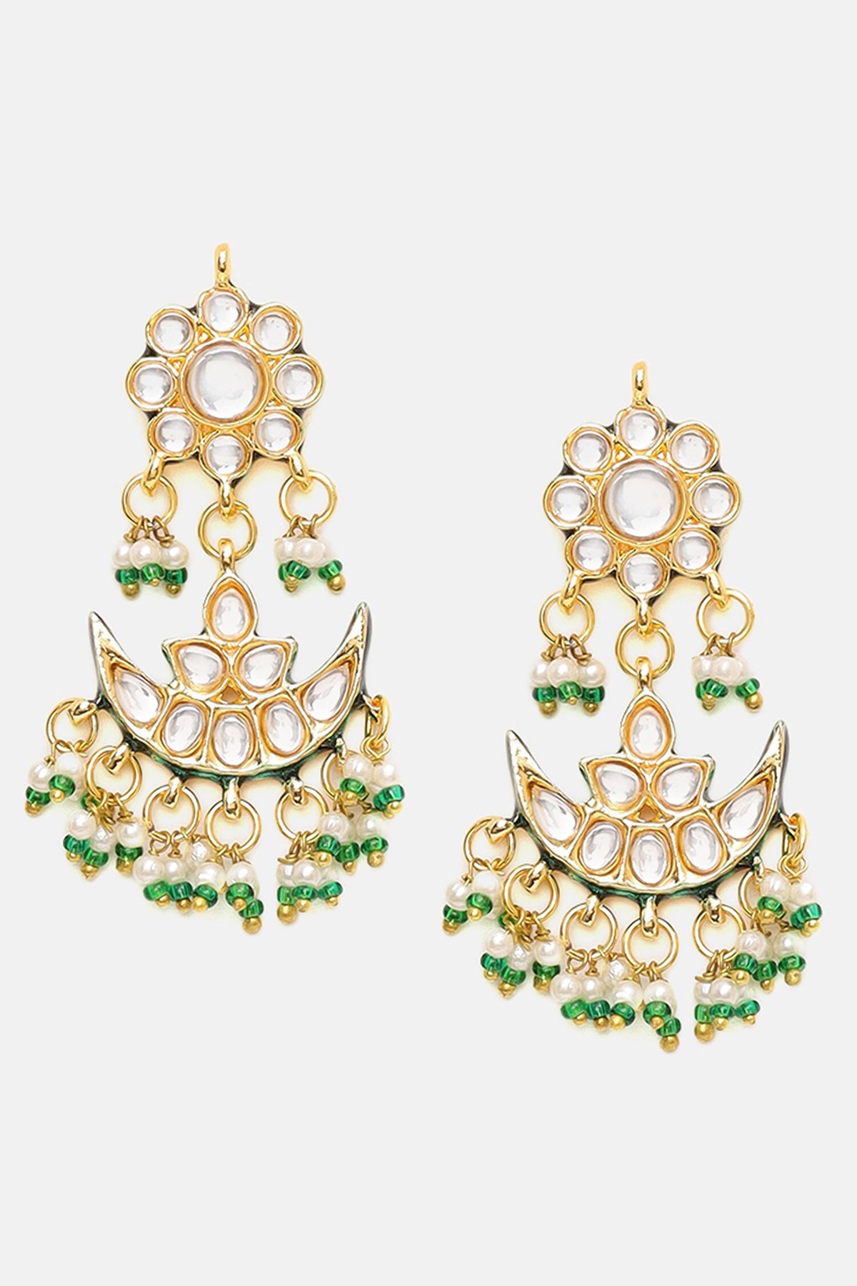 Kundan & Pearl Crescent Necklace & Earring Set 