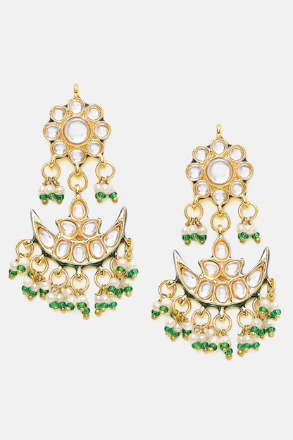 Kundan & Pearl Crescent Necklace & Earring Set 