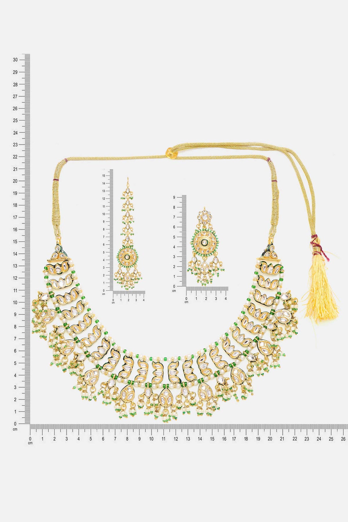 Kundan Embellished Necklace Set With Tikka 