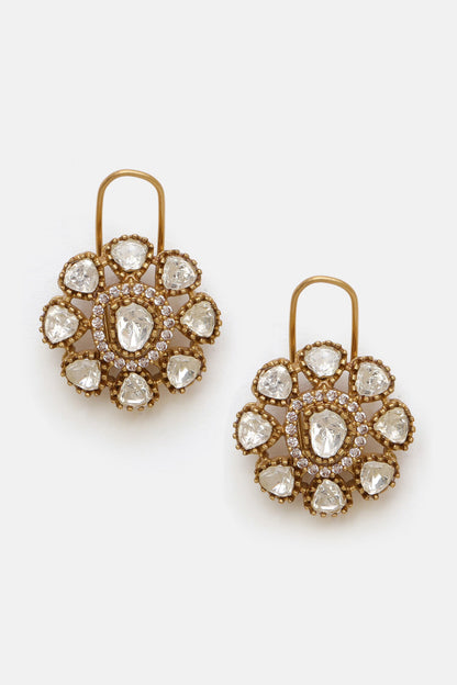 Kundan Stone Floral Necklace & Earring Set 