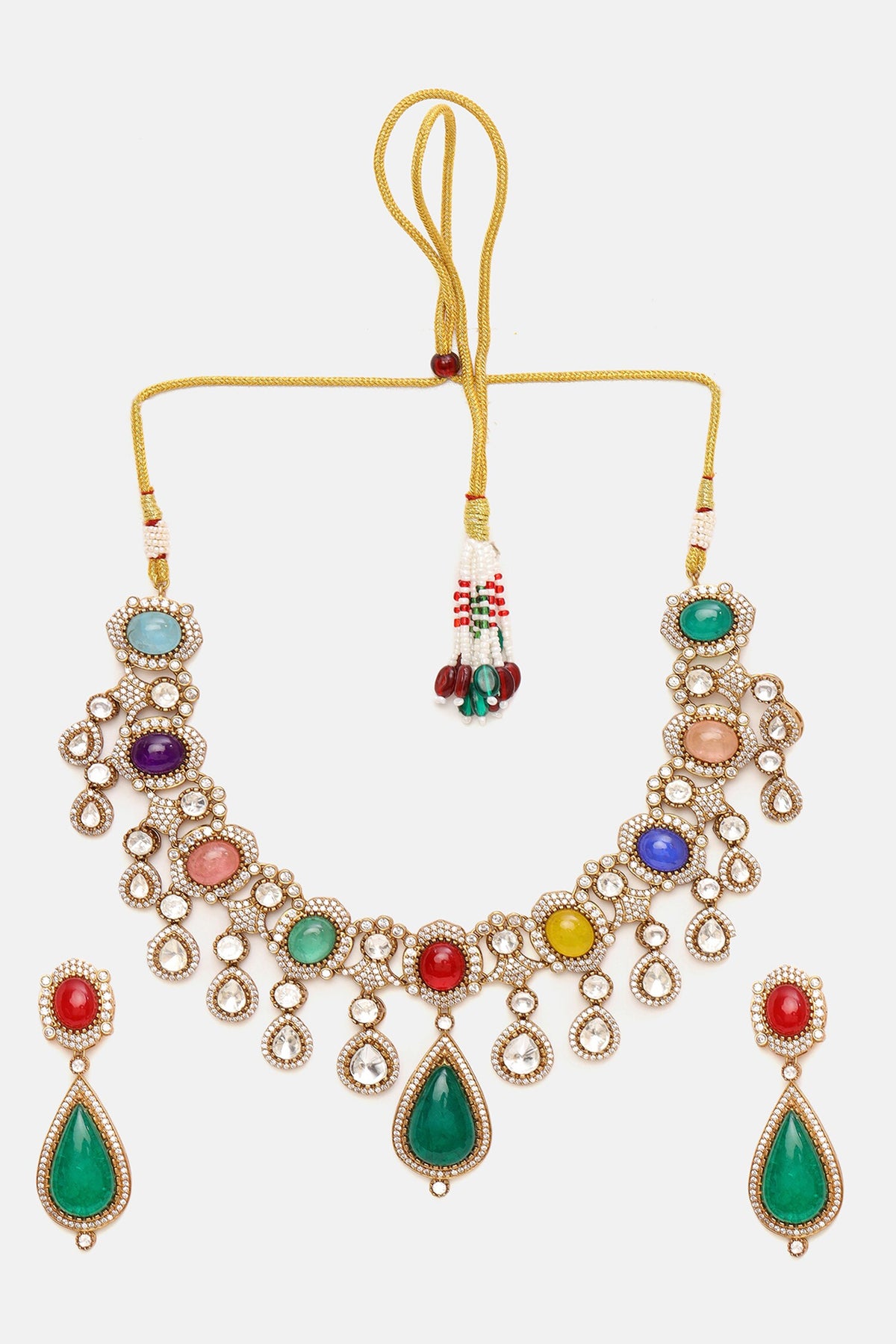 Kundan & Stone Embellished Necklace Set 