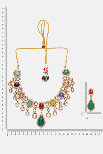 Kundan & Stone Embellished Necklace Set 