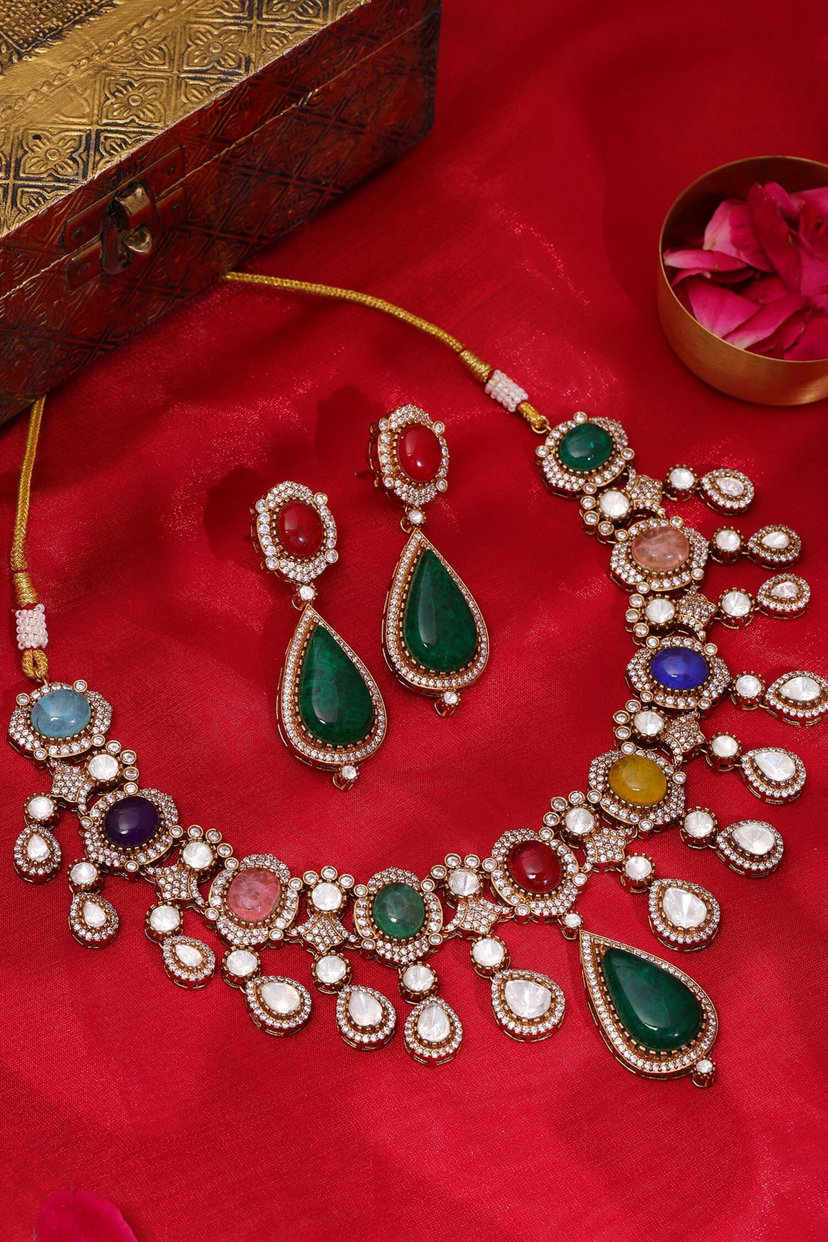 Kundan & Stone Embellished Necklace Set 