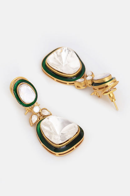Kundan Stone Necklace & Drop Earrings Set 