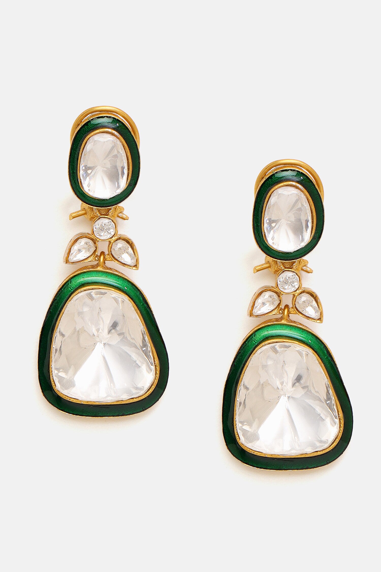 Kundan Stone Necklace & Drop Earrings Set 