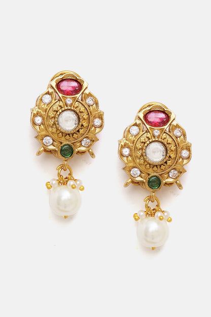 Kundan Stone & Pearl Embellished Choker Set 
