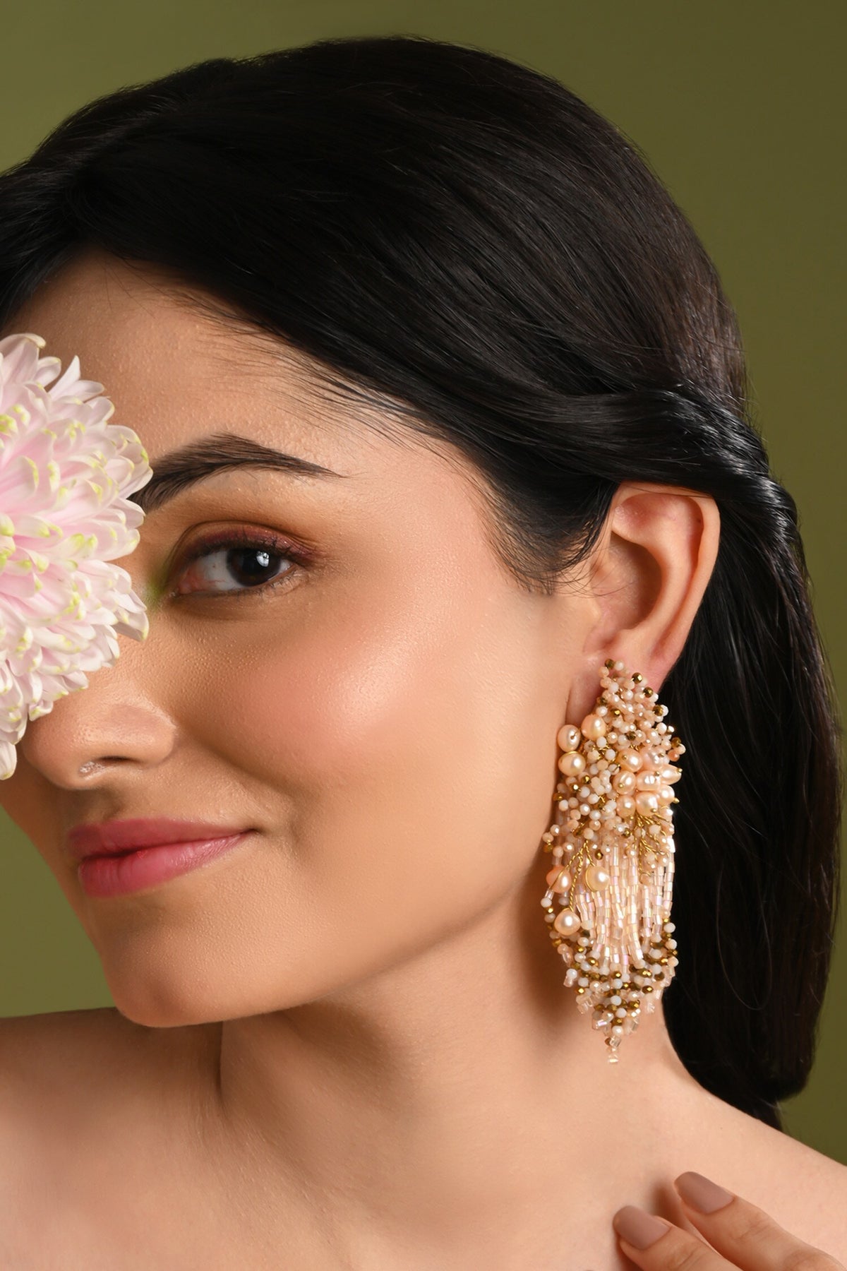 Bouquetta Beaded Pearl Embellished Earrings 