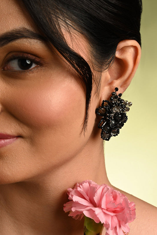 Calla Floral Beaded Cluster Stud Earrings 