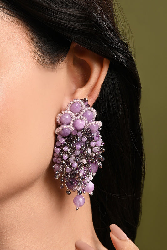 Laventia Beaded Cluster Drop Earrings 