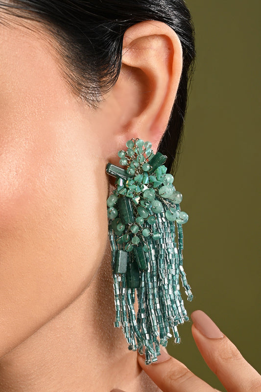 Petalia Beaded Tassel Drop Earrings 