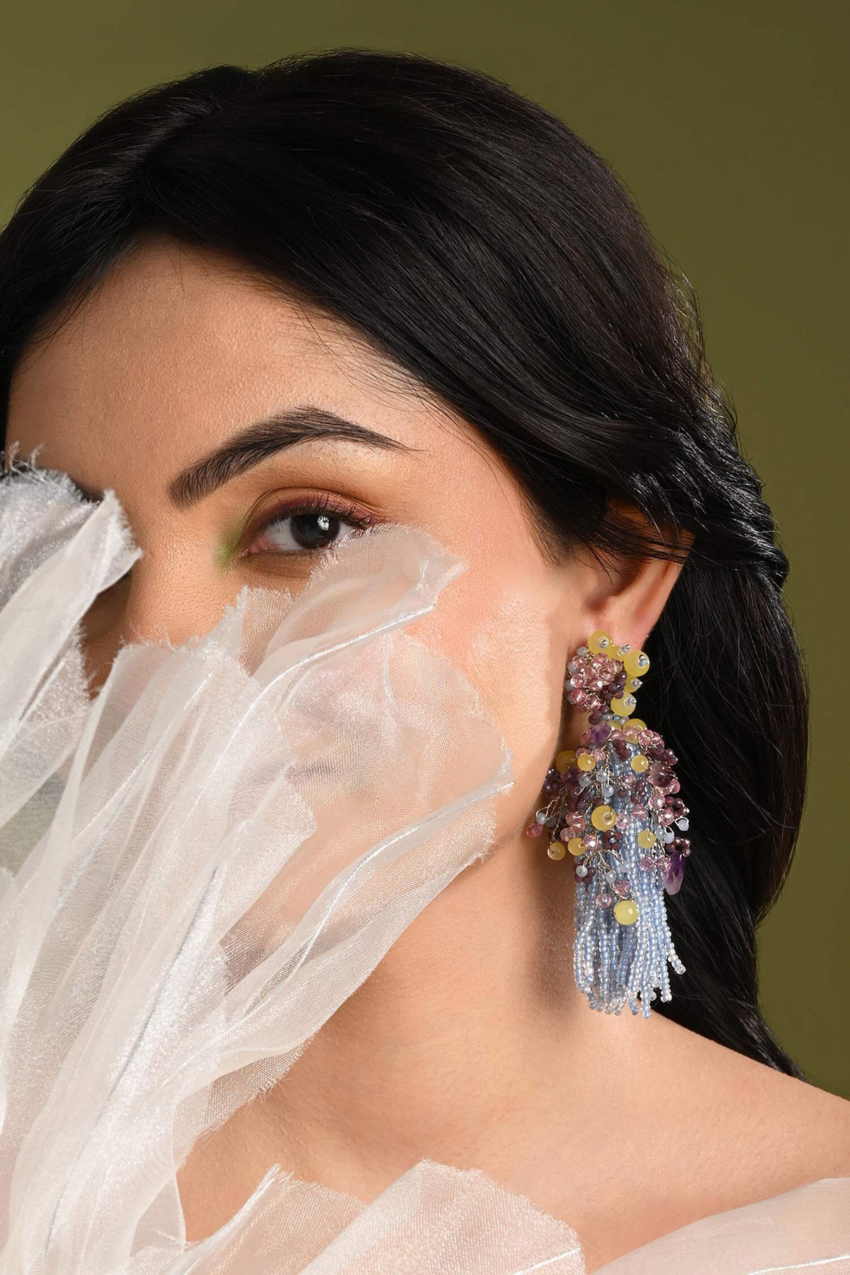 Blossom Beaded Tassel Drop Earrings 