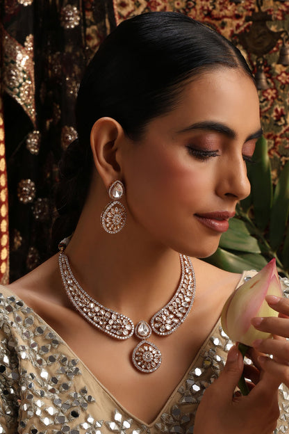 Polki Studded Pendant Necklace Set 