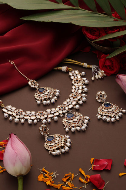 Polki Studded Pendant Necklace Set 
