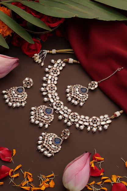 Polki Studded Pendant Necklace Set 