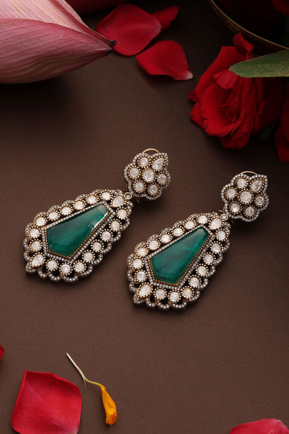 Emerald Polki Dangler Earrings 