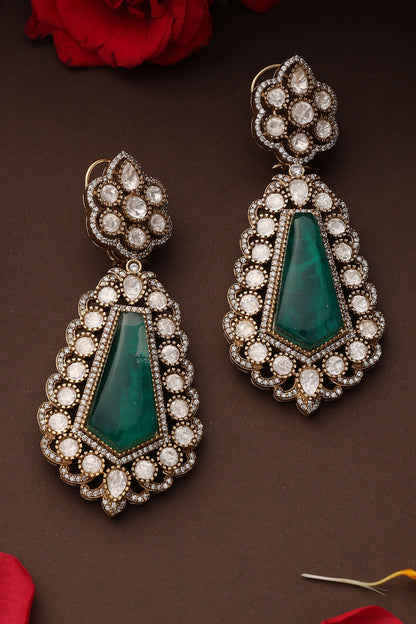 Emerald Polki Dangler Earrings 