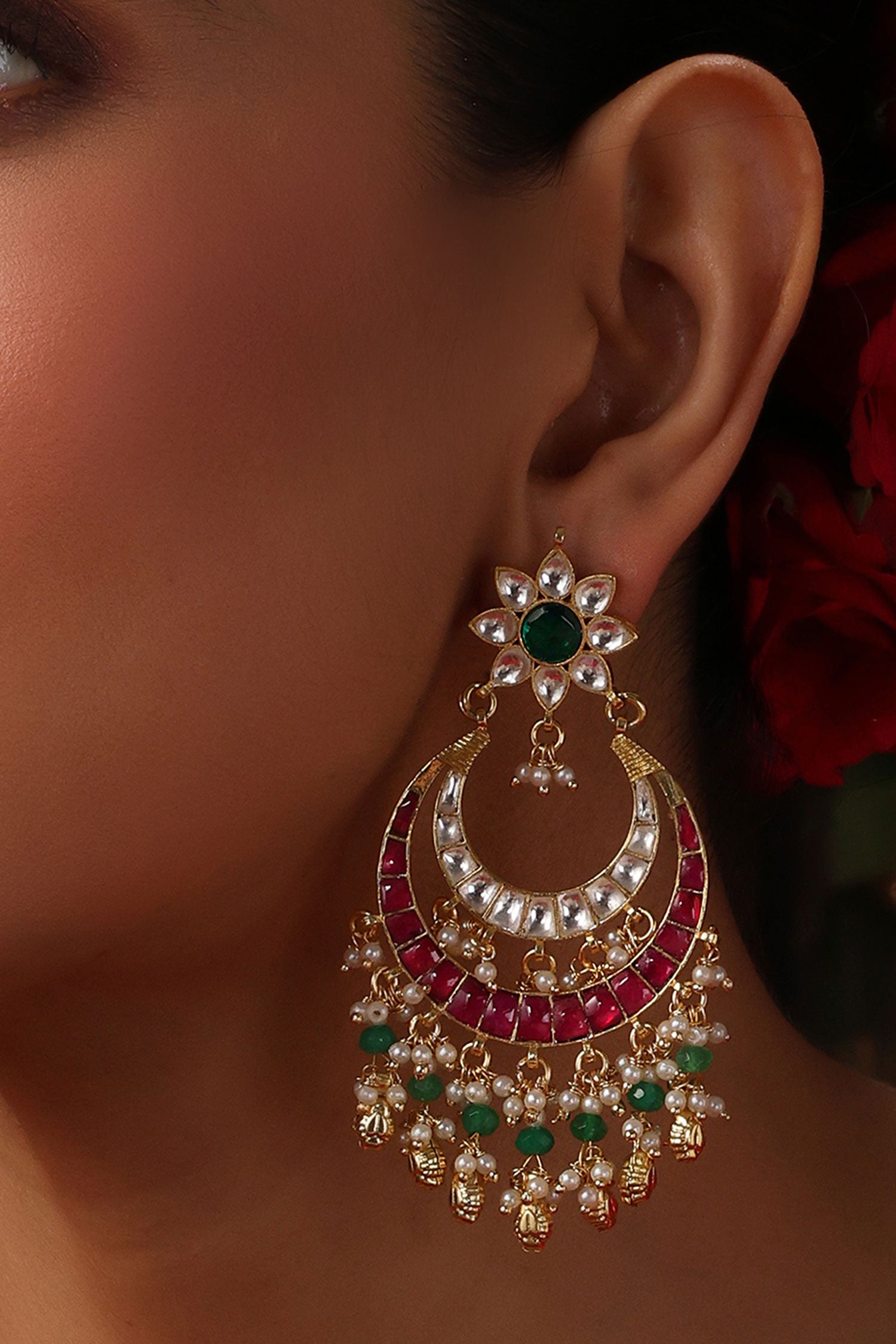 Multicolor Kundan Embellished Chandbalis 