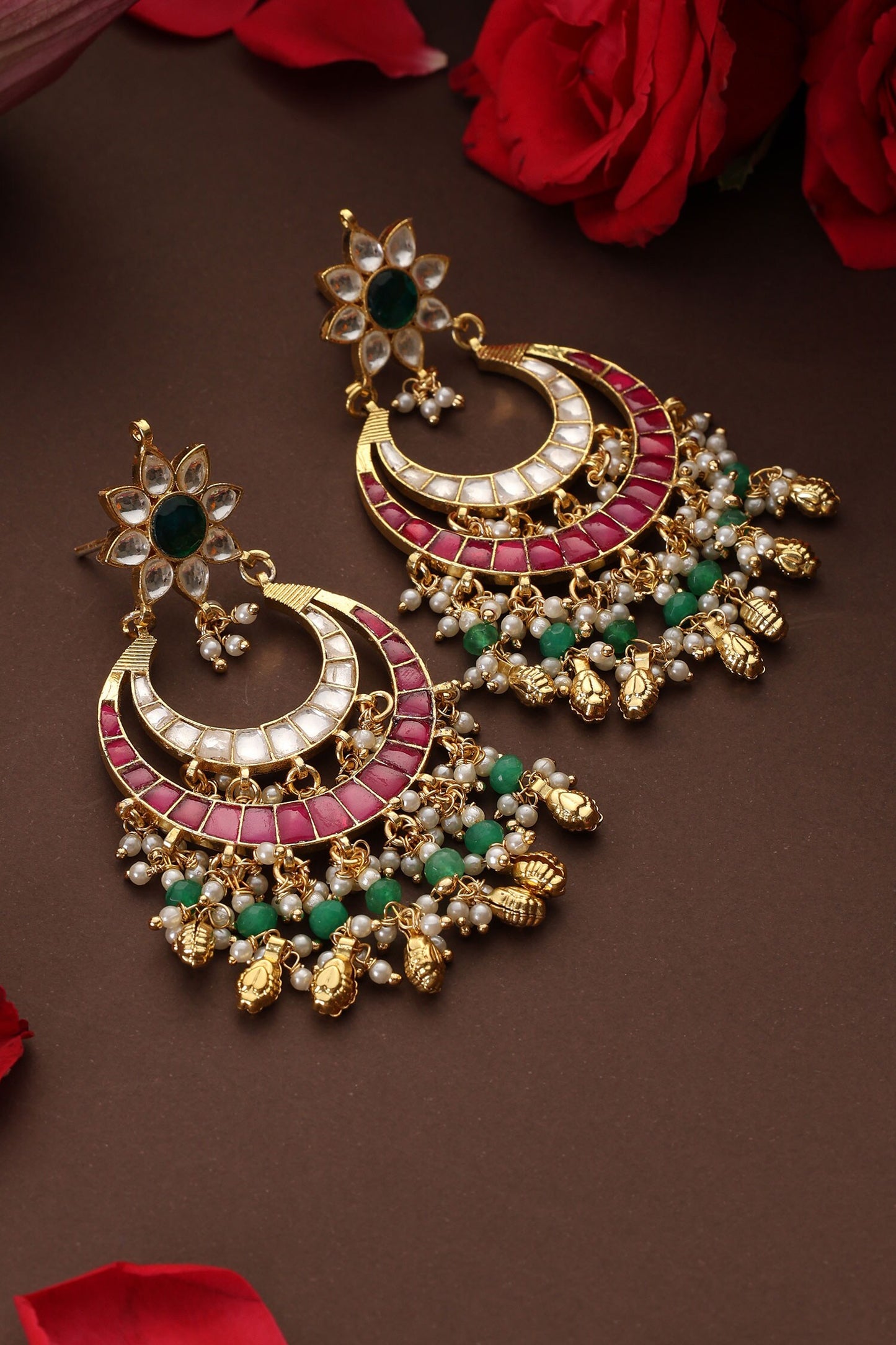 Multicolor Kundan Embellished Chandbalis 