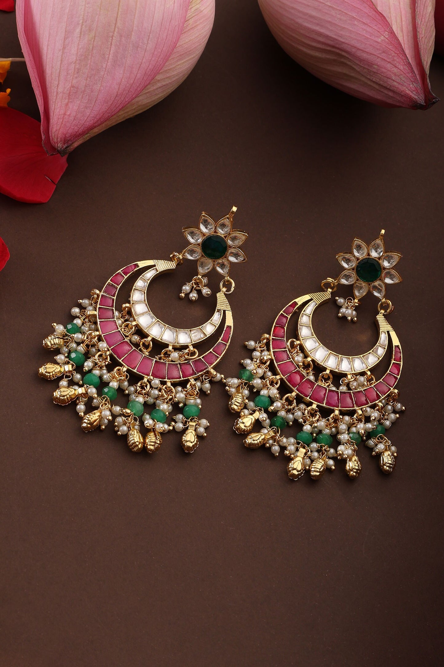 Multicolor Kundan Embellished Chandbalis 