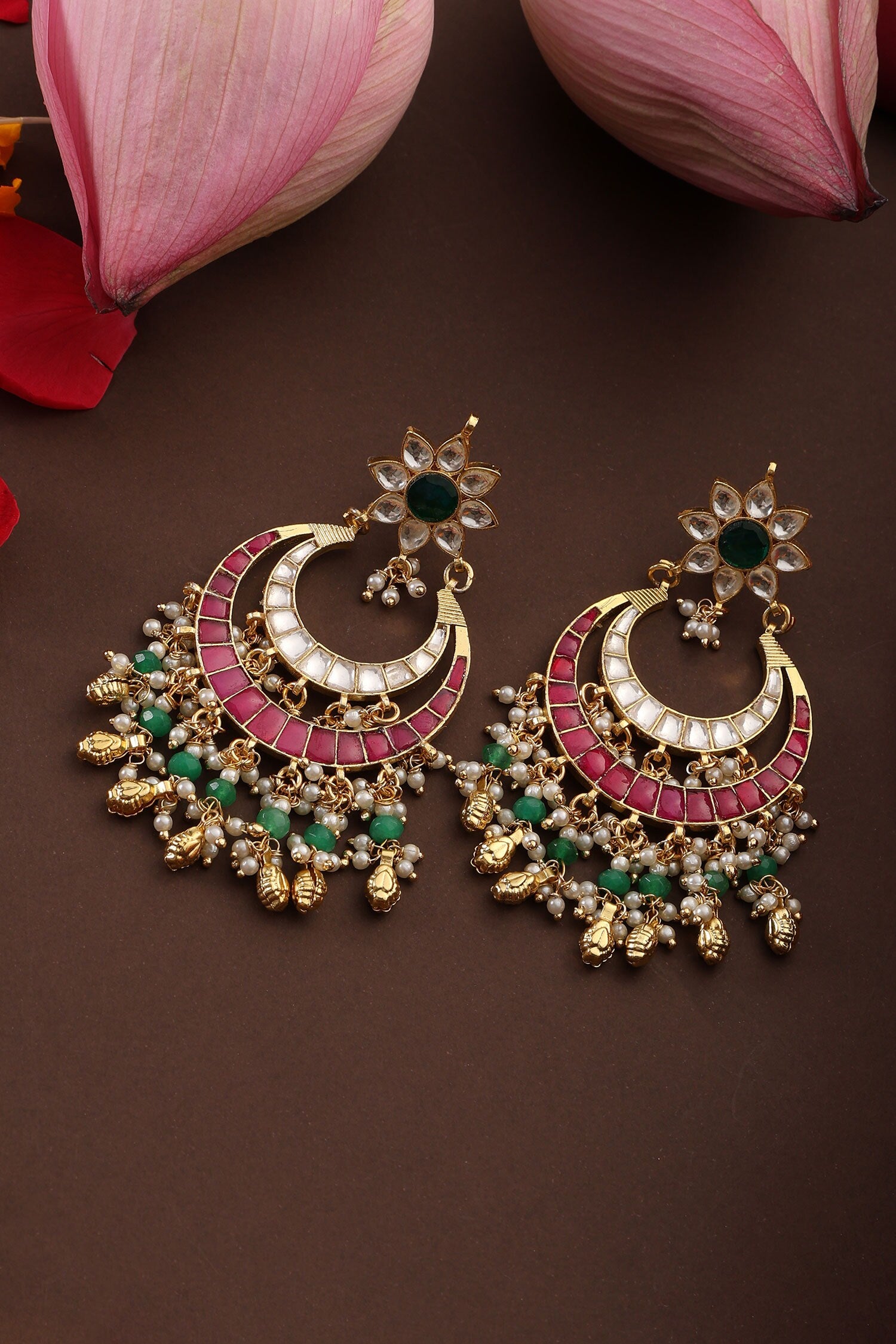 Multicolor Kundan Embellished Chandbalis 