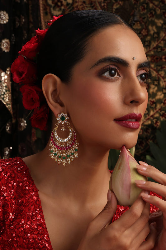 Multicolor Kundan Embellished Chandbalis 