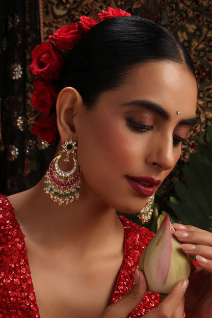 Multicolor Kundan Embellished Chandbalis 