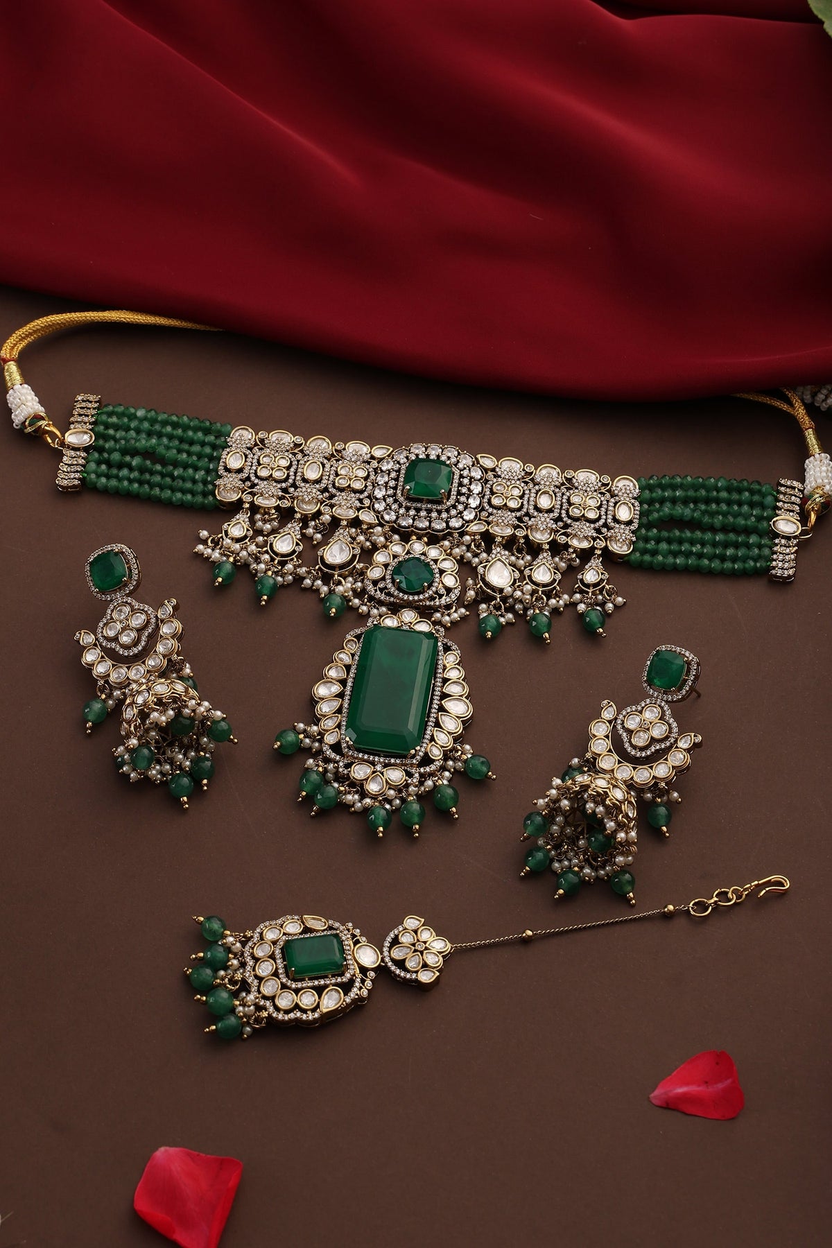 Polki Embellished Pendant Choker Set 