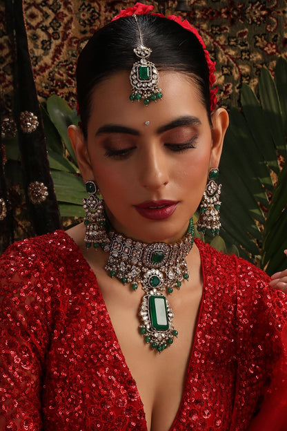 Polki Embellished Pendant Choker Set 