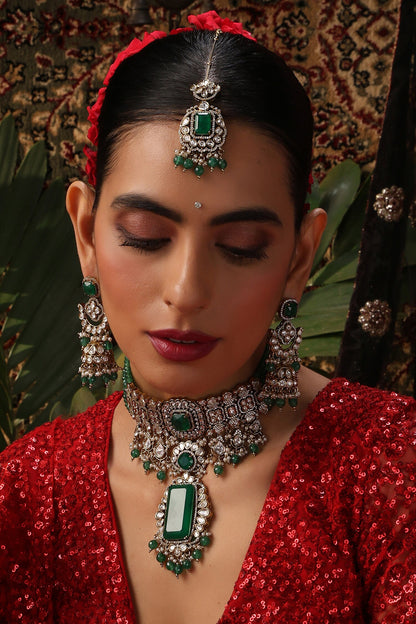 Polki Embellished Pendant Choker Set 