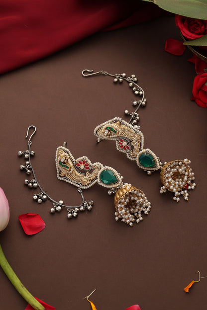 Green Gold Plated Jhumkas 