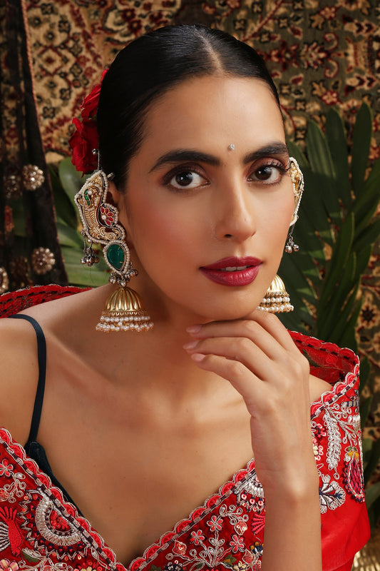 Green Gold Plated Jhumkas 