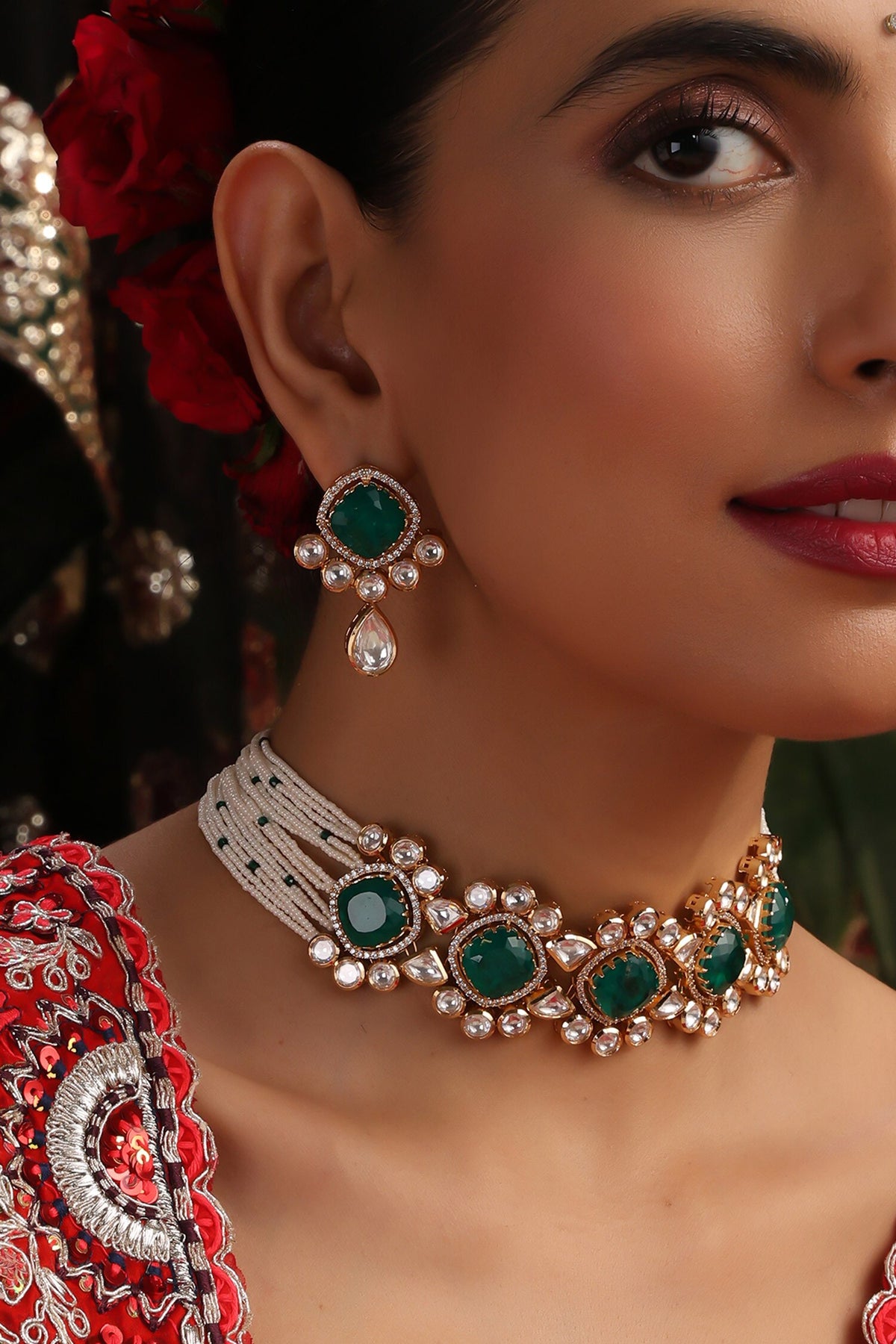 Polki Gold Plated Choker Set 