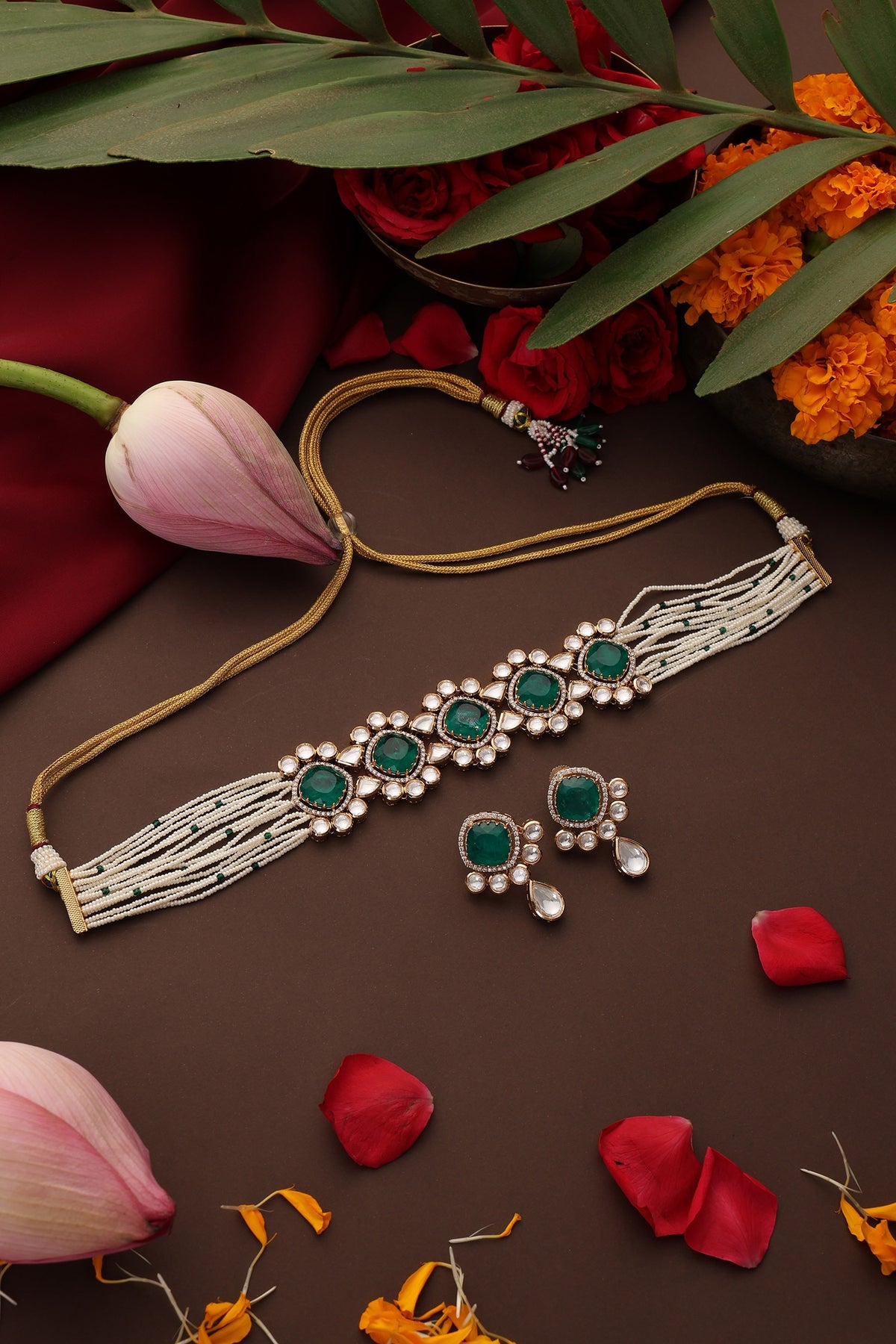 Polki Gold Plated Choker Set 