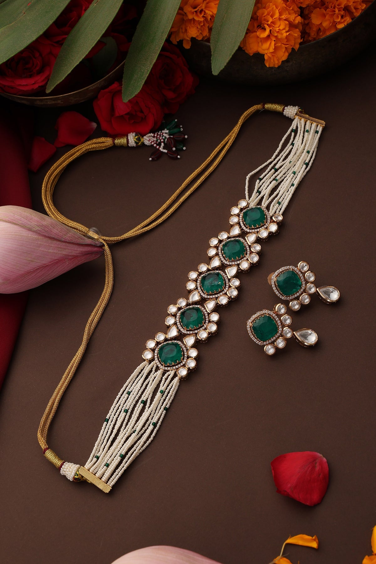 Polki Gold Plated Choker Set 