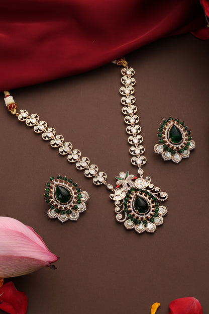 Polki Studded Pendant Necklace Set 