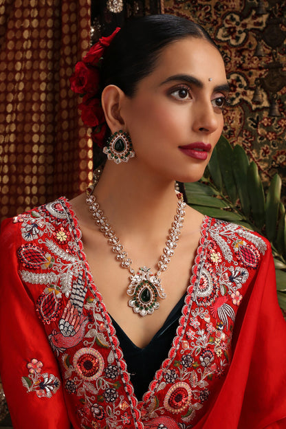Polki Studded Pendant Necklace Set 