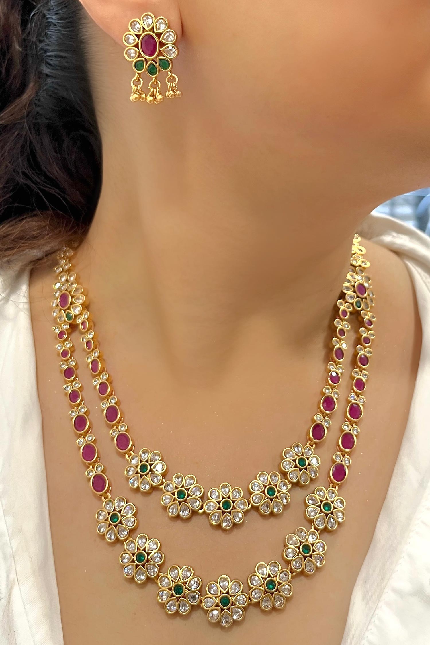 Layered Studded Necklace Set 
