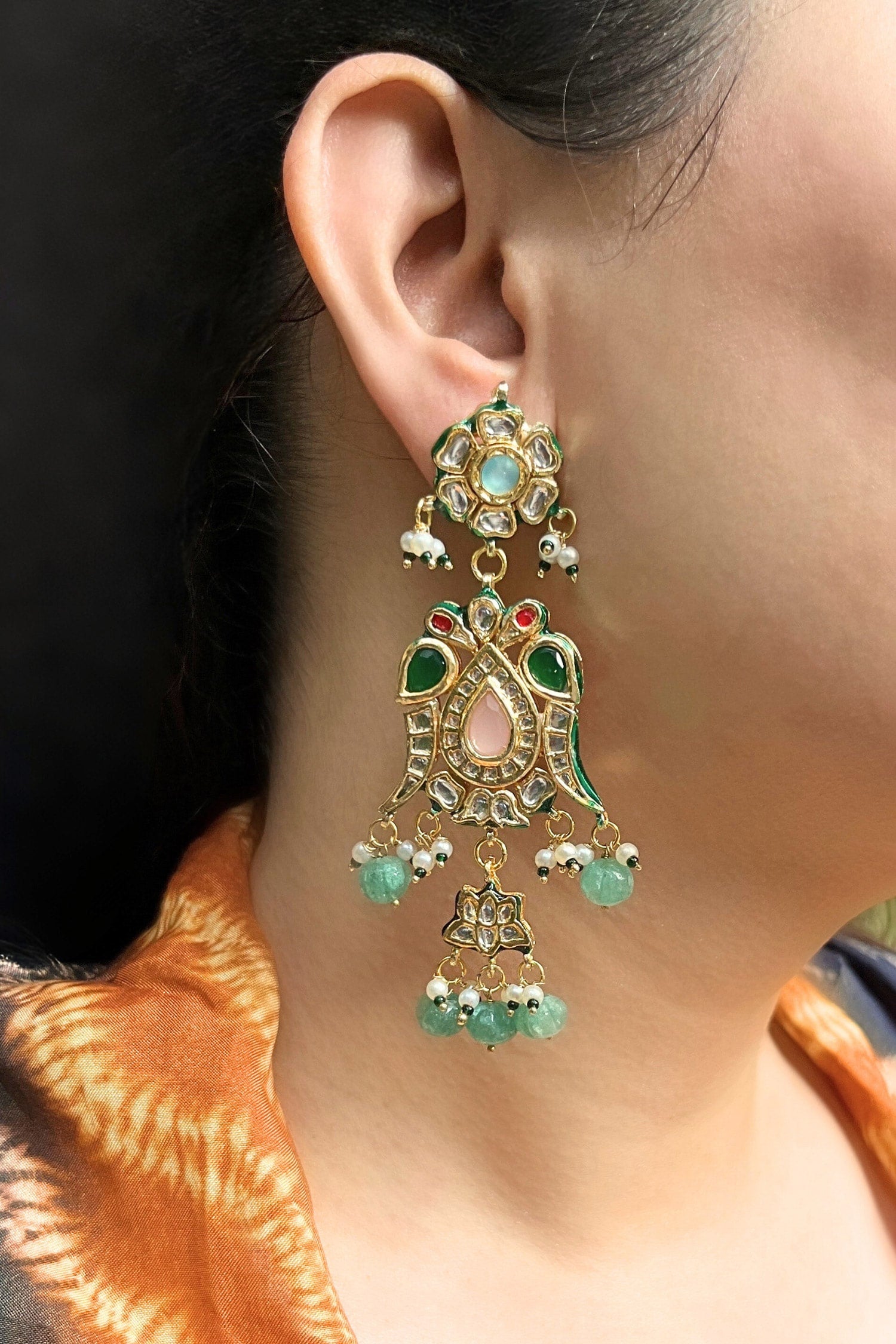 Pastel Kundan Embellished Earrings 