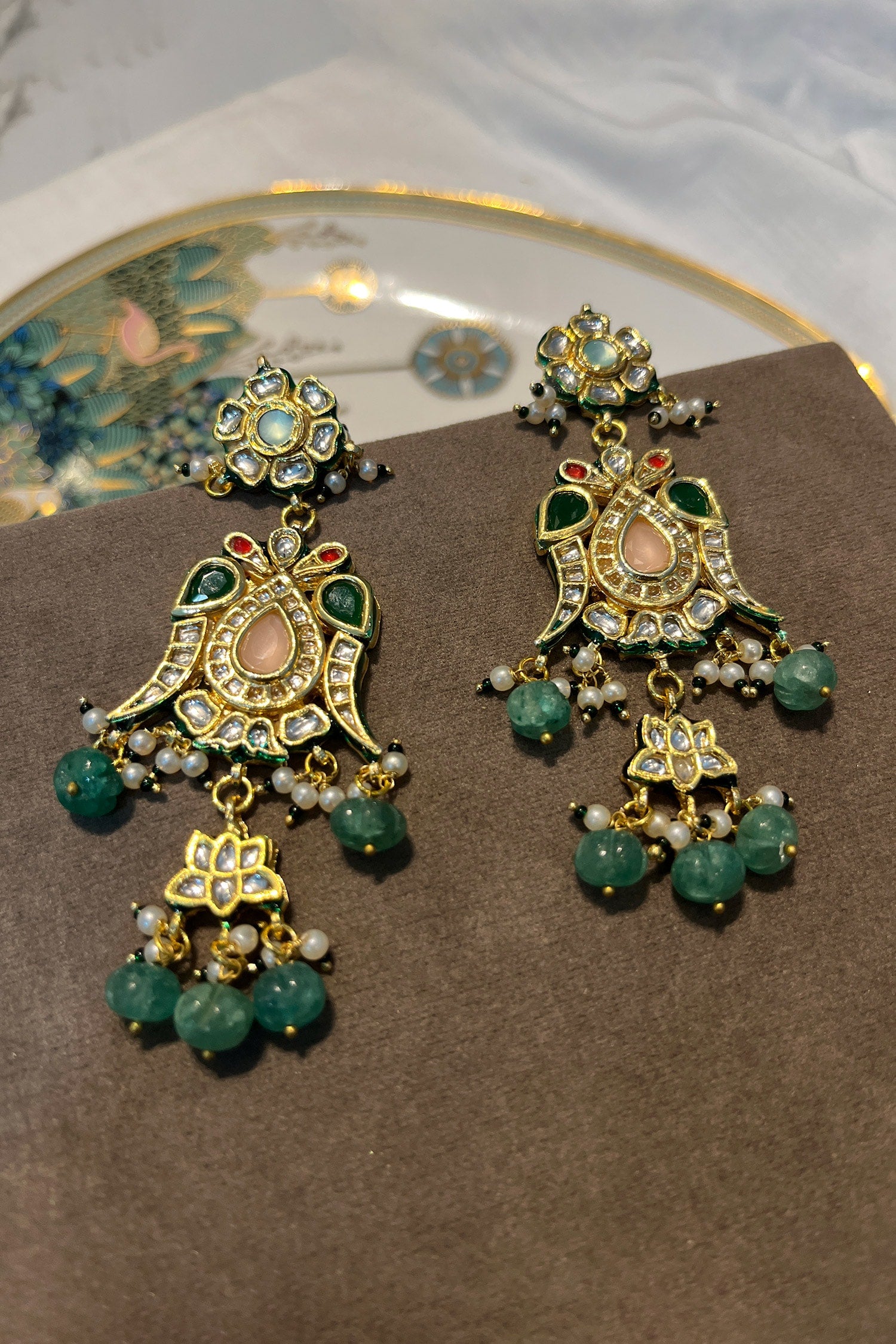 Pastel Kundan Embellished Earrings 
