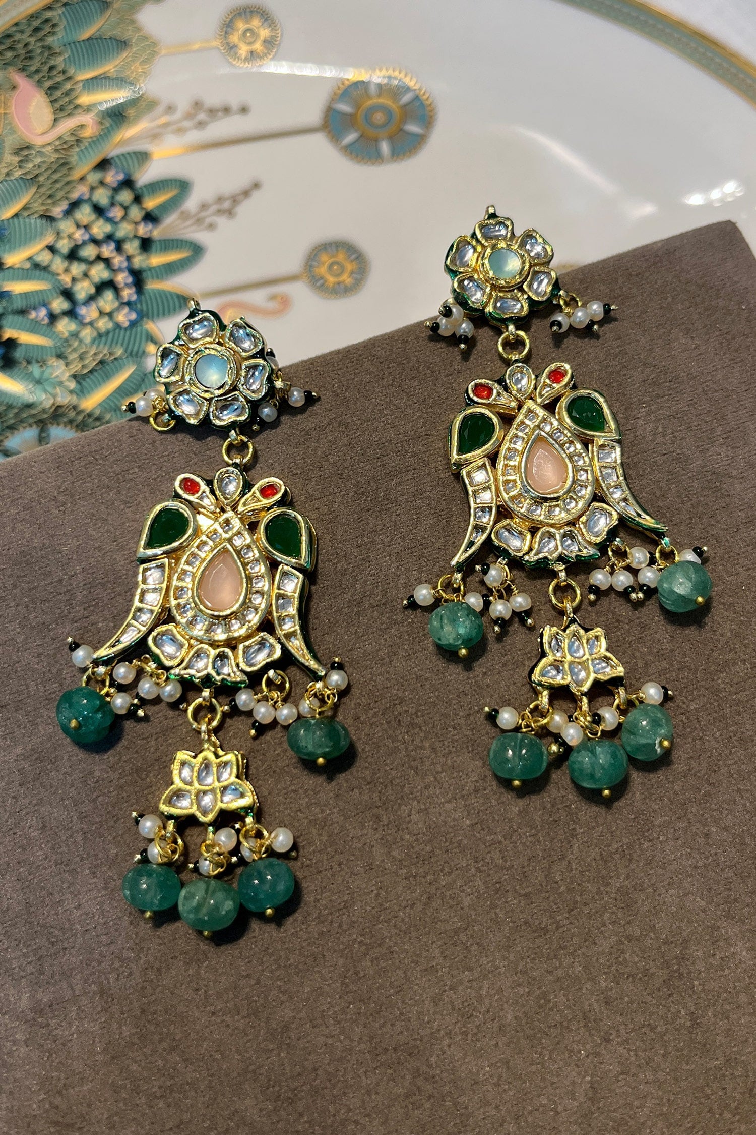 Pastel Kundan Embellished Earrings 