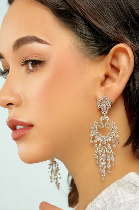 Royal Cascade Zirconia Embellished Earrings 