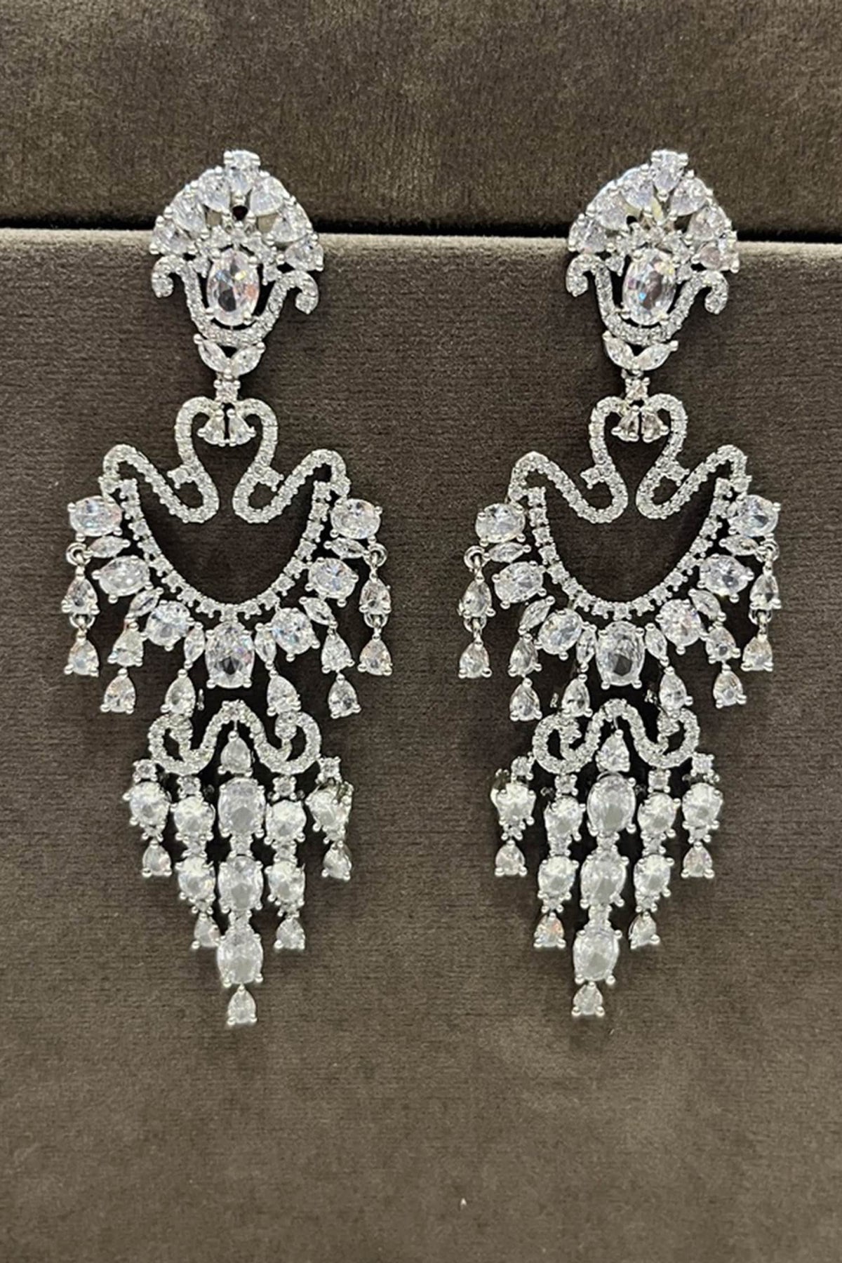 Royal Cascade Zirconia Embellished Earrings 