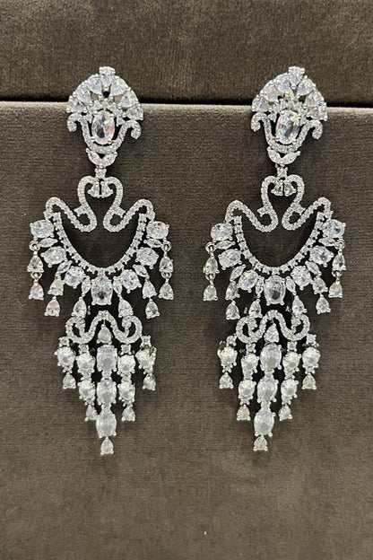 Royal Cascade Zirconia Embellished Earrings 