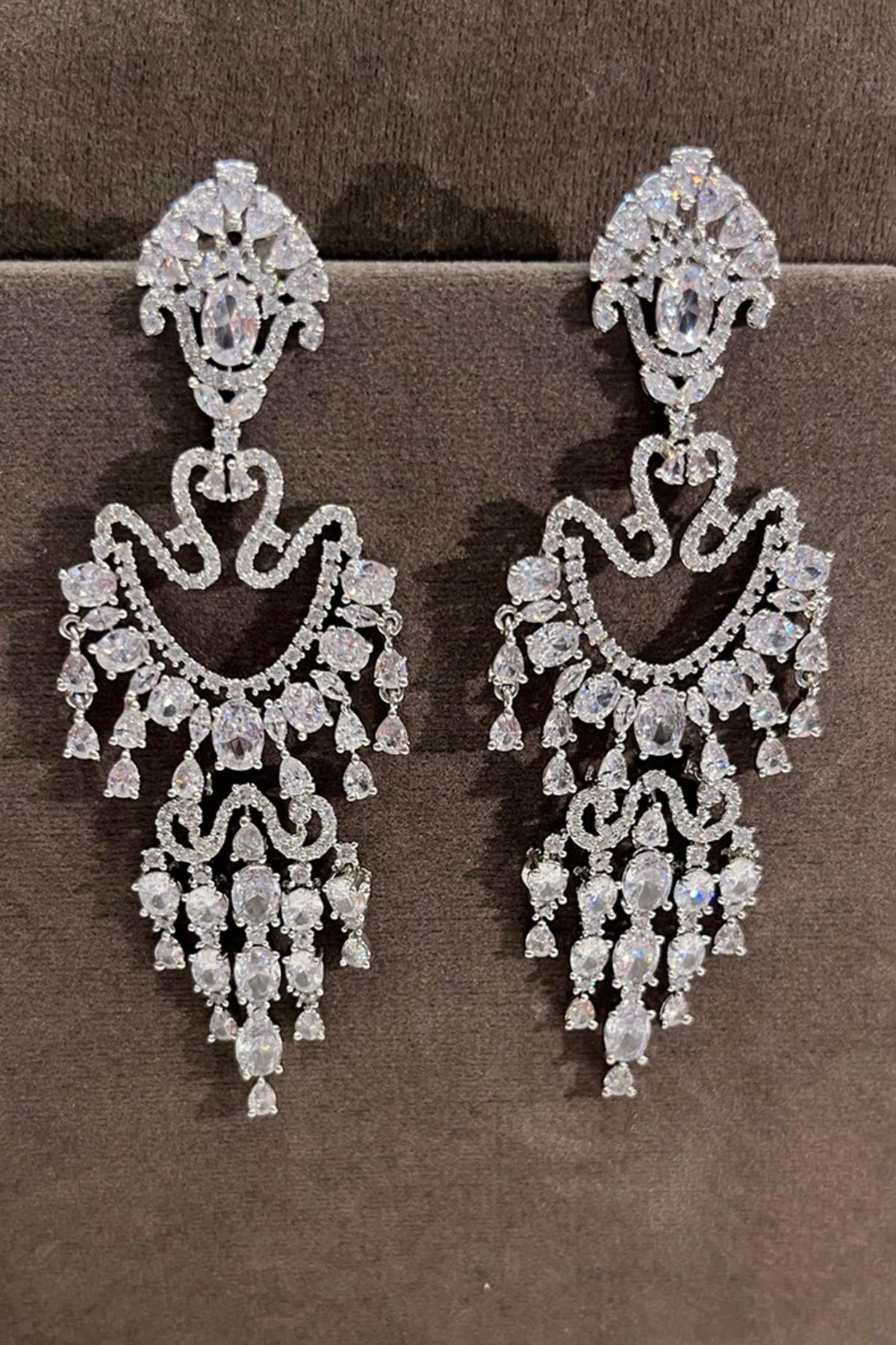 Royal Cascade Zirconia Embellished Earrings 