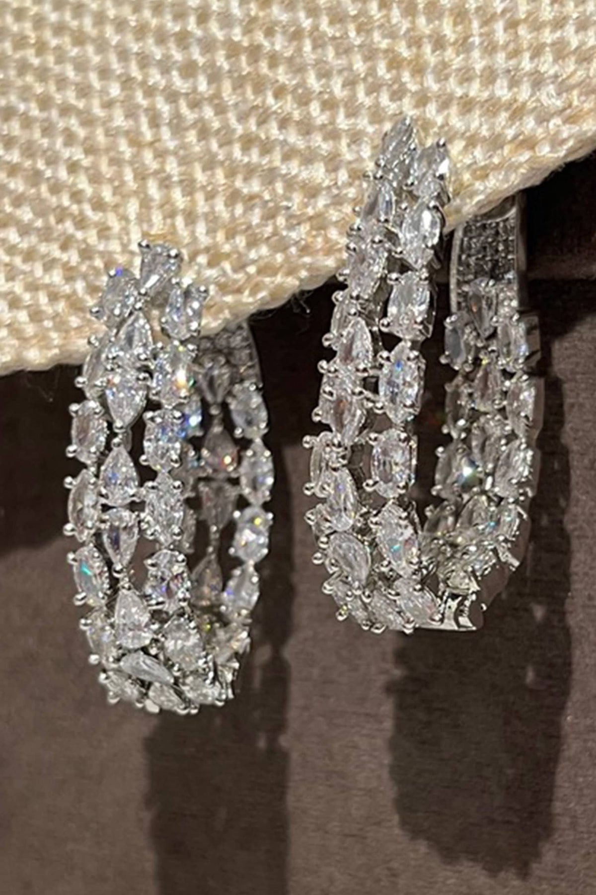 Petite Loop Zirconia Embellished Hoops 
