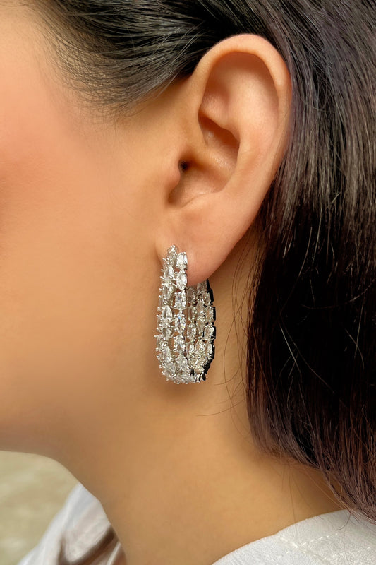 Petite Loop Zirconia Embellished Hoops 