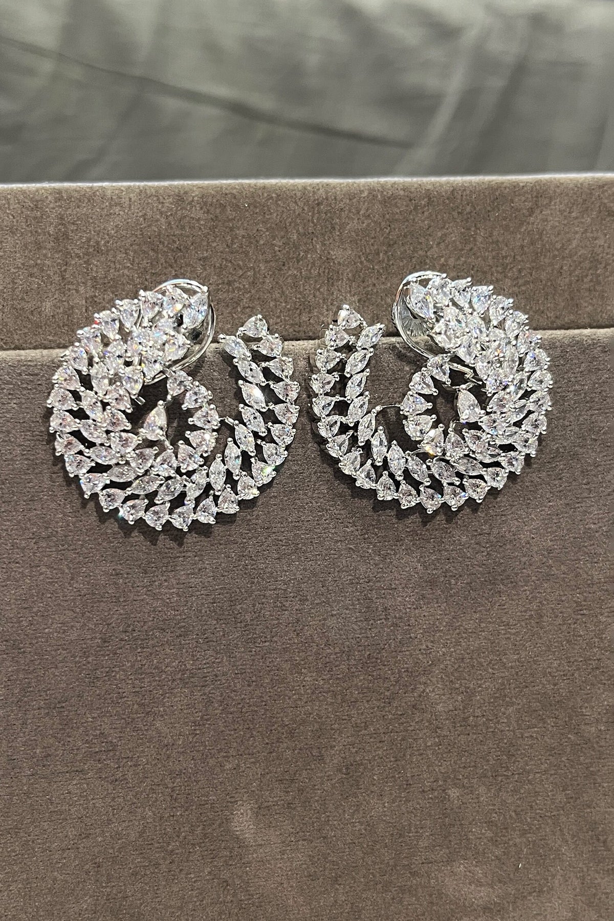 Spiral Bloom White Zirconia Earrings 
