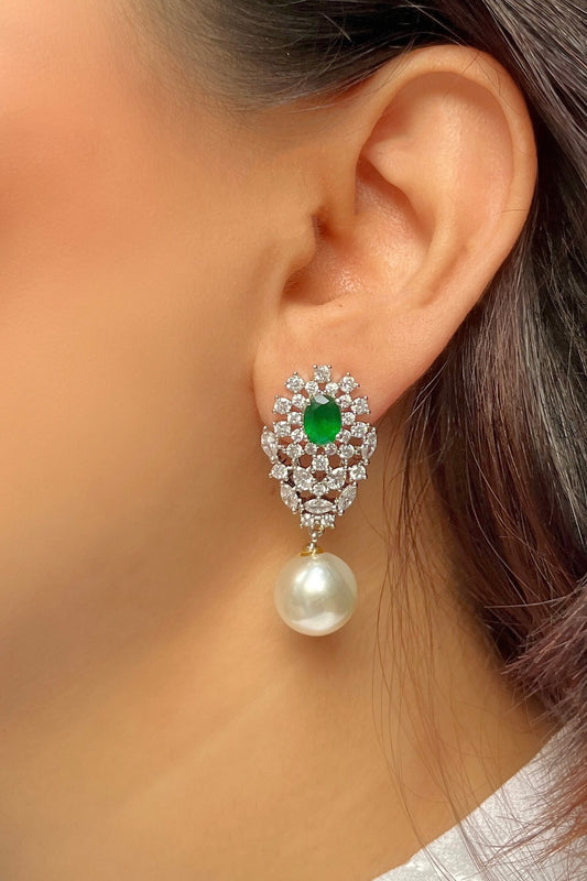 Pearl Drop Zirconia Earrings 