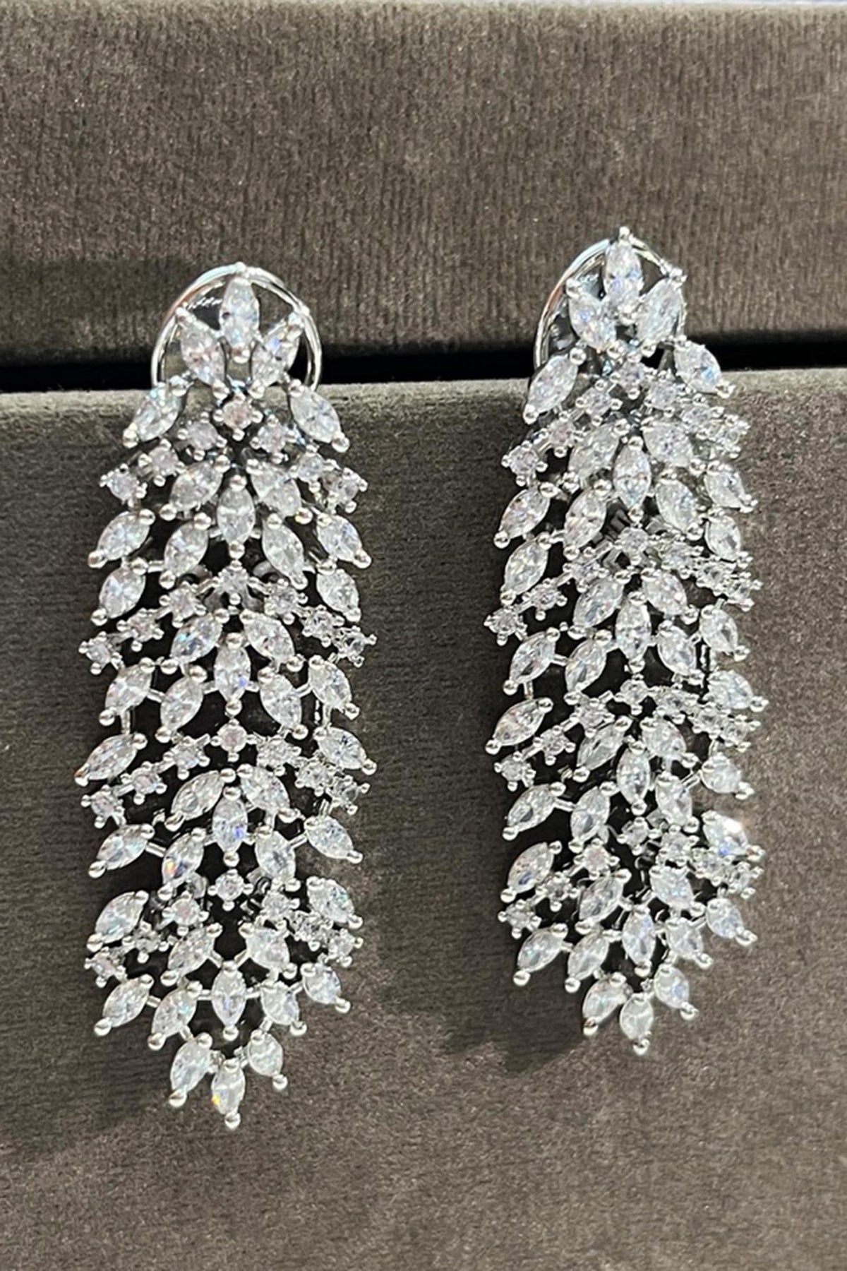 Sleek Tassel White Zirconia Earrings 